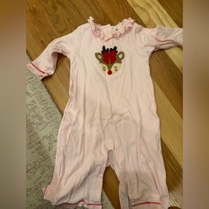 Luigi Kids Pink Reindeer Romper 18M